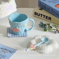 Tasse à café en céramique Starry Moon avec soucoupe, cadeau souvenir haut de gamme, peinte à la main, grande capacité, surface brillante, design frais