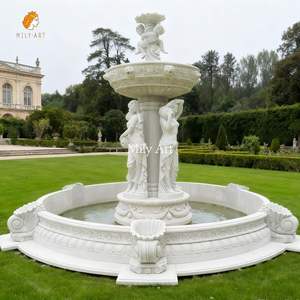 Mily phong cách Châu Âu đài phun nước bằng đá cẩm thạch trắng chạm khắc với tượng phụ nữ cho trung tâm biệt thự ngoài trời - Product Image 1