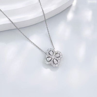 Collier classique vintage en or blanc 18 carats avec pendentif fleur de poire en diamant de laboratoire pour femme, chaînes de diamants, bijoux en diamant de laboratoire, charme