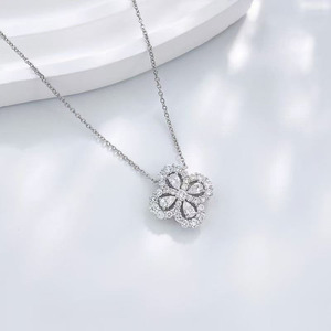 Collar Clásico Vintage con Colgante de Flor de Pera de Diamante Cultivado en Laboratorio en Oro Blanco de 18K para Mujer, Cadena de Diamantes, Joyería con Diamantes de Laboratorio - Product Image 2