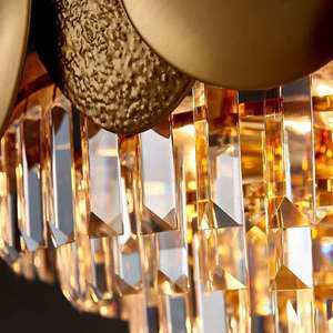 Hotel escalera restaurante comedor sala de estar lámpara Rectangular larga de lujo araña de cristal dorado lámpara colgante - Product Image 6