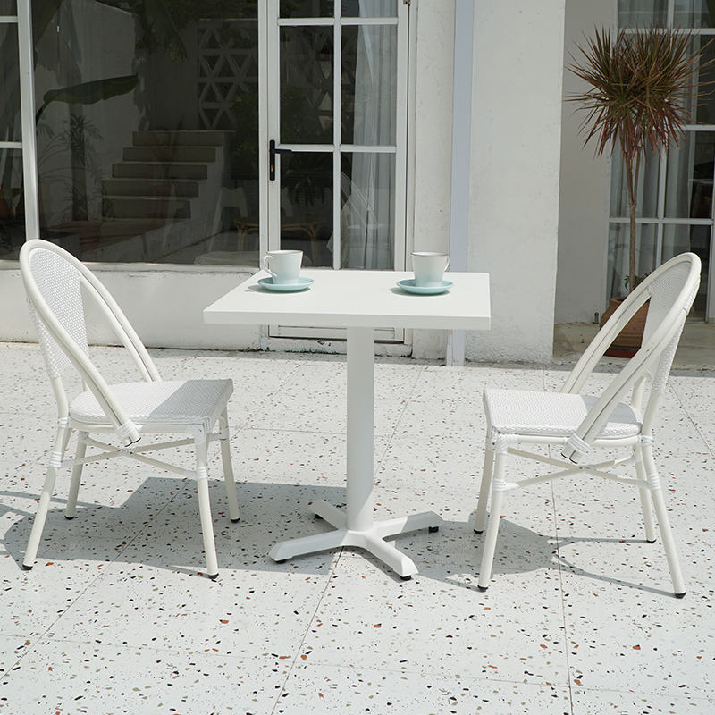 Armless 2 chairs+70cm square table