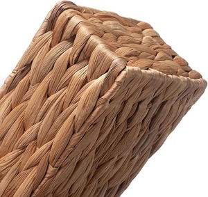 Natural Water Hyacinth <b>Baskets</b> Hand-Woven Water Hyacinth <b>Storage</b> <b>Baskets</b> 3 Section <b>Wicker</b> <b>Storage</b> <b>Basket</b> for Pantry Shelves - Product Image 5