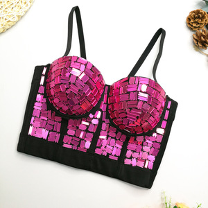 Top bustier <span class=keywords><strong>court</strong></span> en verre à sequins, style corset sexy <span class=keywords><strong>pour</strong></span> la danse et la scène - Product Image 3