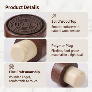Tapón de Corcho Sintético con Parte Superior de Madera y Logotipo Personalizado WeWood de Vietnam, Cierre Seguro para Botellas de Licor - Product Image 3