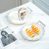 Ensemble de 3 plateaux de service arabes de luxe en plastique écologique avec incrustations dorées, idéal pour les fêtes – Nouvelle collection tendance en gros