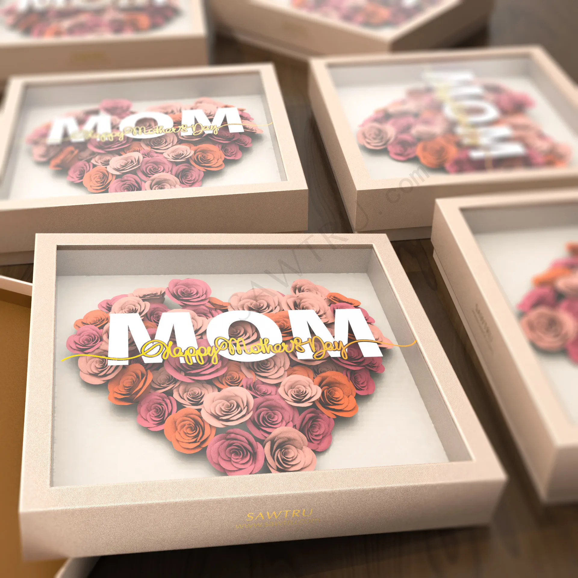 Luxury Mother's Day Packaging Candy Chocolate Food Flower Window Paper Gift Mom Box