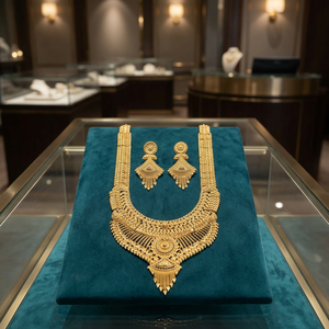 Vente en gros de parures de bijoux longues de style Dubaï traditionnel, plaquées or 14K, 18K, 24K, design turc, pour mariée, mode or du Moyen-Orient - Product Image 5