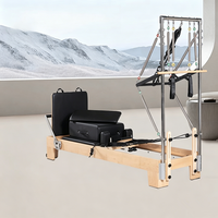 Equipo de Pilates de Madera, Plataforma Semi-Altura 2 en 1, Resistente, para Estudios de Yoga y Fitness