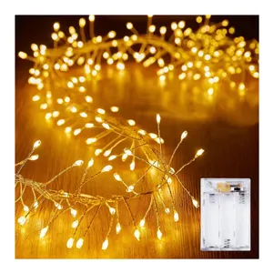 Admite luces de hadas personalizadas, luces de racimo, petardo impermeable, luces de cadena estrelladas para dormitorio, árbol de Navidad