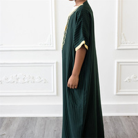 Thobe vert arabe personnalisé pour hommes, vente en gros, Maroc, thobe à manches courtes avec broderie