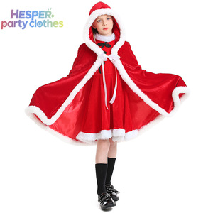 HESPER Children's Christmas Santa Claus Dress up Costumes Velvet Princess Stage Party Suit With Skirts <b>TV</b> Character Pattern - Product Image 1