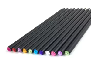 Bois noir personnalisé de 7 pouces # Lot de 2 crayons HB couleurs assorties Diamant/Cristal – Promotion pour filles et femmes – Crayons standard estampillés - Product Image 5
