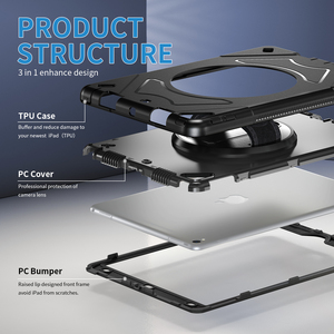 Étui de protection pour tablette avec bandoulière et béquille pour <span class=keywords><strong>iPad</strong></span> <span class=keywords><strong>9ème</strong></span> <span class=keywords><strong>génération</strong></span>, étui de protection pour tablette avec poignée pour <span class=keywords><strong>iPad</strong></span> 10.2 2021 - Product Image 2