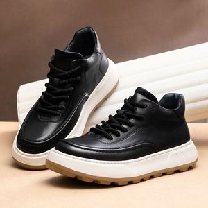 Men's Casual Sports <b>Shoes</b> Thick-Soled Lace Leather High Quality Customized Autumn New Style Outdoor Walking <b>Height</b> <b>Increasing</b> - Product Image 5