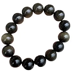 Natural Stone Obsidian 6/8/10mm round Bead Elastic Charm Bracelet Classic Unisex Style for Wedding Party Engagement Perfect Gift