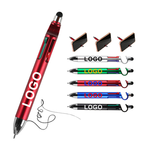 Nouveau stylo à bille en plastique personnalisé 3 en 1 créatif avec impression de logo personnalisé pour support de téléphone, 4 recharges, stylos à bille, stylet tactile - Product Image 1