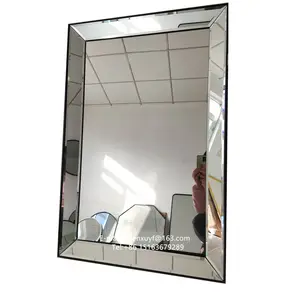 Espelho de parede chanfrado prata design de vidro liso arte deco 70x100cm
