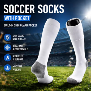Chaussettes de football respirantes montantes avec poche intégrée pour protège-tibias, insertion directe et retrait rapide pendant l'entraînement - Product Image 3