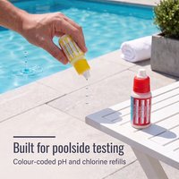 Kit de Test de Piscine : Flacons de Recharge Réactifs pH, Chlore et Bromure 20CC avec Bouchon de Sécurité pour Test d'Eau de Piscine