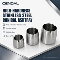 Cendrier conique moderne en acier inoxydable, plusieurs tailles, avec encoche en U pour cigarettes, finition brossée, cendrier de table pour hôtel et bureau