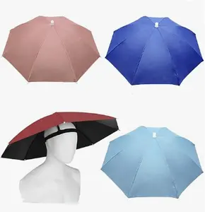 批发便宜的带风扇的免提雨伞帽子，用于户外钓鱼