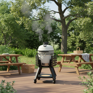 Auplex AU-18 Premium Ceramic Kamado Grill Stainless Steel 68cm Cooking Surface Smokeless Charcoal Design <strong>Compact</strong> Portable <strong>BBQ</strong> - Product Image 1