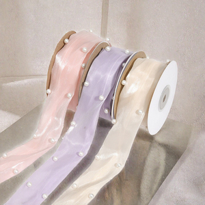 Custom Single Face Satin Pearl <b>Ribbon</b> Solid Color Soft Sheer Silky for DIY Gift Wrapping <b>Cake</b> Decor - Product Image 3