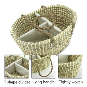 Handmade bé tã giỏ 100% tự nhiên hữu cơ cỏ biển lưu trữ Organizer tã Caddy - Product Image 4