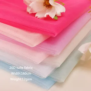 20D 100% 폴리 에스터 12g Tulle 패브릭 웨딩 스팽글 Tulle 다이아몬드 메쉬 장식 드레스 번잡 꽃 포장 메쉬