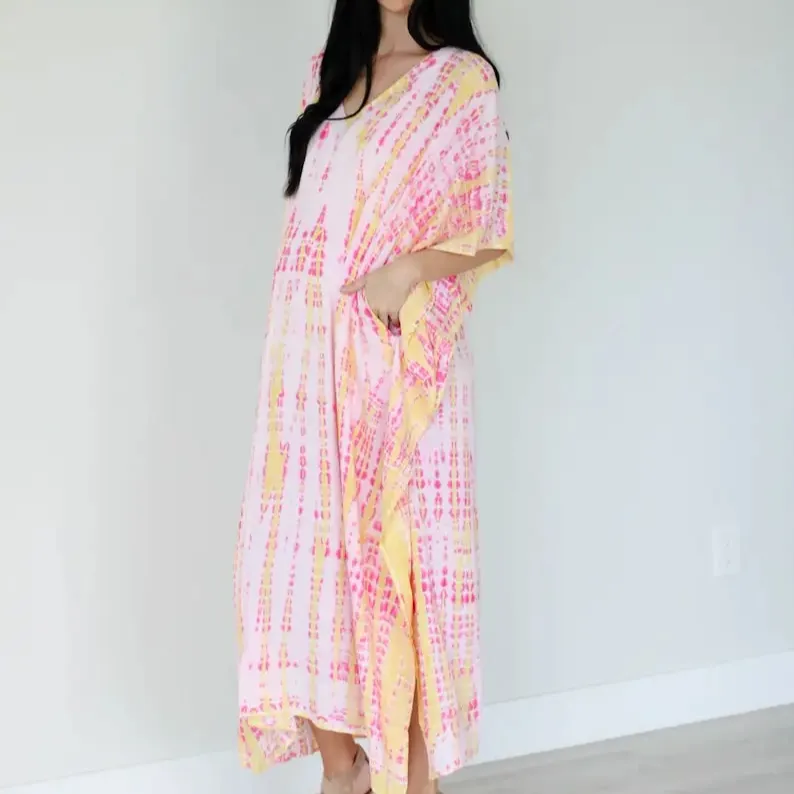 Indiase Vrouwen Kaftan 100% Katoenen Feestkleding Vrijetijdskleding Kantoorkleding Met Handblokprint Moslimkleding Vrouwen Kaftan