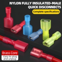 Connecteur à sertir CNXI MDFNYD2-250 AWG16-14 bleu certifié CE, en nylon entièrement isolé, en cuivre et en laiton, connecteur mâle, borne de déconnexion rapide