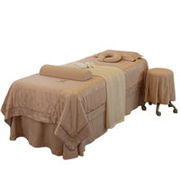Ensemble de couvre-lit blanc uni kaki en promotion, motifs à carreaux, ensemble 4 pièces pour lit de beauté, housse de table de massage pour salon de beauté