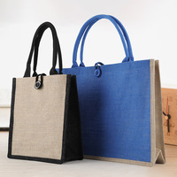 MOQ multicolor 100, bolso de mano de yute ecológico Natural grande con estampado personalizado, bolso de mano de lino con colores, bolso de mano con opción completa