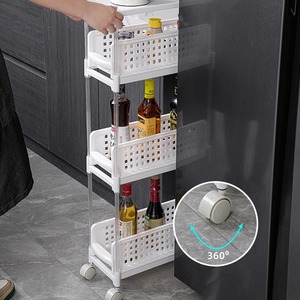 <b>White</b> 3 Tier Storage Rack With Wheels For Kitchen Organization And Home Use - Product Image 3