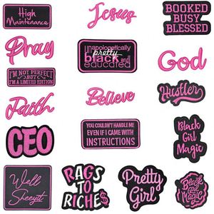 Nouveau patch brodé thermocollant rose vif avec inscription « Jésus Prière Croyance Je ne suis pas parfait mais je suis» édition limitée - Product Image 4