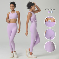 Vêtements de sport pour femmes, ensemble de yoga côtelé respirant de haute qualité, vêtements de sport légers personnalisés, fabrication en usine