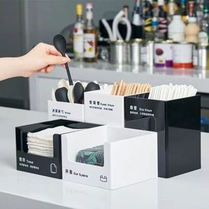 Multifunction Storage Box For Beverage Shop 4 7 Compartments <b>Rectangle</b> Standing Type Table Use Black And White - Product Image 1
