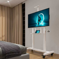 Chariot TV mobile électrique avec double moteur, réglage automatique de la hauteur, support au sol, capacité de 300 lb, support pour tableau blanc interactif