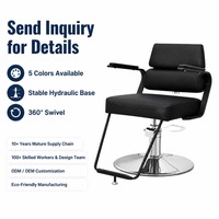 Fauteuil de Barbier Classique Moderne en Gros, Pivotant, en Cuir PU avec Base et Accoudoirs Chromés pour Salon de Coiffure – Approvisionnement Direct