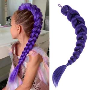 Perruque tressée violette Rumi, 65cm, perruque de cosplay en fil de haute qualité, couleur violet foncé, pour un style jeune et féminin - Product Image 3