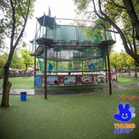 Parc de jeux en corde tressée personnalisé pour l'extérieur, parcours d'aventure multi-niveaux avec tour de suspension, certifié CE, pour 15 enfants