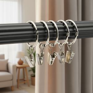 YIWANG En gros Anneaux de rideau de douche en métal ronds avec crochets et pinces - Product Image 4