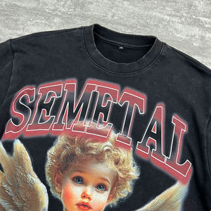 Camiseta de Algodón con Pedrería Estilo Hip Hop Urbano, Camiseta de Diseñador Extra Grande con Lavado Ácido, Camiseta de Manga Larga de Doble Capa para Hombre - Product Image 4