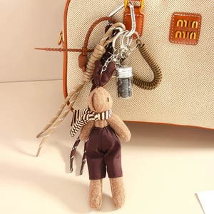 Hot Selling <b>Cute</b> Cartoon Brown Scarf Bunny Keychain Lovely Plush Rabbit <b>Purse</b> Bag Pendant Coffee Pendant Women Handbag Charms - Product Image 2