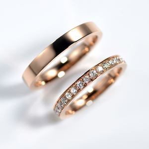 Cincin Pertunangan, Pernikahan, Janji Pasangan Berlian Laboratorium Emas 14K 18K - Product Image 4