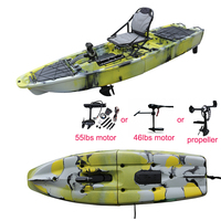 Kayak modulaire 2 sections de 9 pieds avec moteur électrique et propulsion à pédales, hélice détachable, siège unique, en PE, pour la pêche en mer