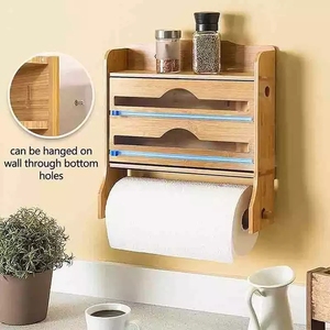 2 in 1 bambu duvara montaj kilitli çanta depolama organizatör ahşap kilitli çanta düzenleyici - Product Image 2