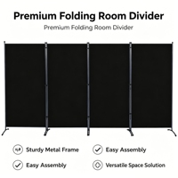 Cloison de séparation pliable 4 pièces avec base stable 340x180cm en tissu pour la maison, le bureau, l'extérieur, l'hôpital, la décoration