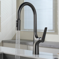 Robinet de cuisine extractible en laiton à levier unique, 3 modes d'eau, pivotant pour cuisine et évier de buanderie de villa